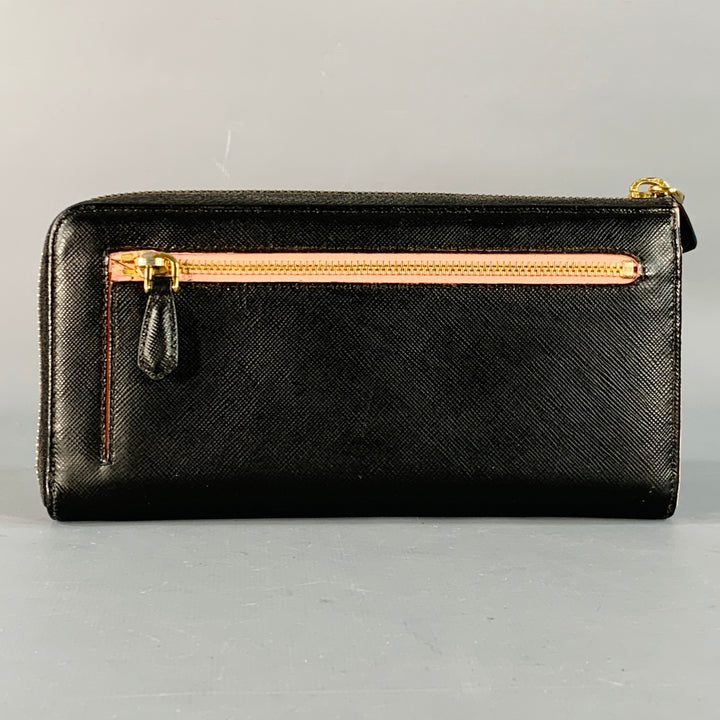PRADA Black Saffiano Leather Bow Checkbook Wallet