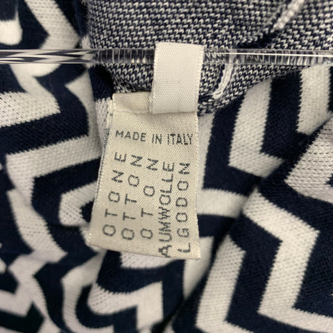 SARTORIO Size M White Navy Chevron Cotton Buttoned Polo