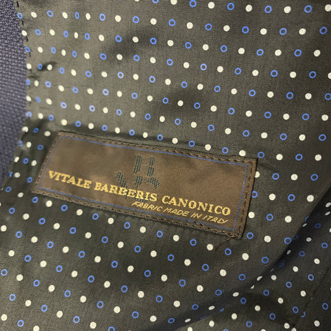 DANDY PARISIEN Chest Size 44 Navy Textured Wool Notch Lapel Sport Coat