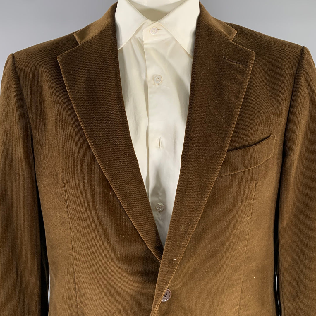 GIVENCHY Size 46 Brown Corduroy Cotton Notch Lapel Sport Coat