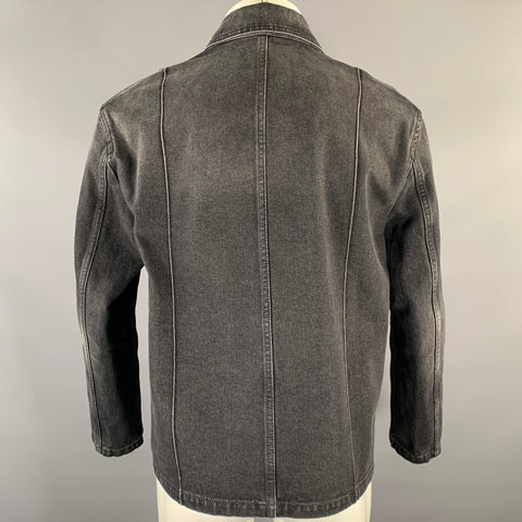 LOEWE Size 34 Grey Patch Cotton Chore Jacket