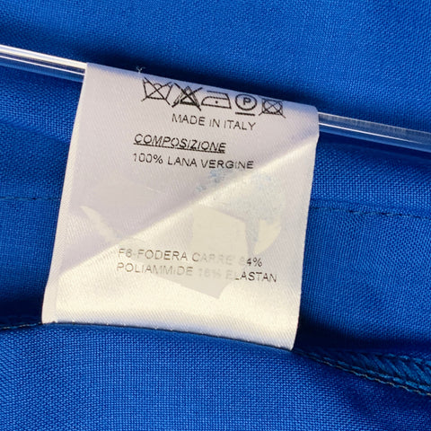 T-JACKET by TONELLO Size M Royal Blue Virgin Wool Notch Lapel Suit