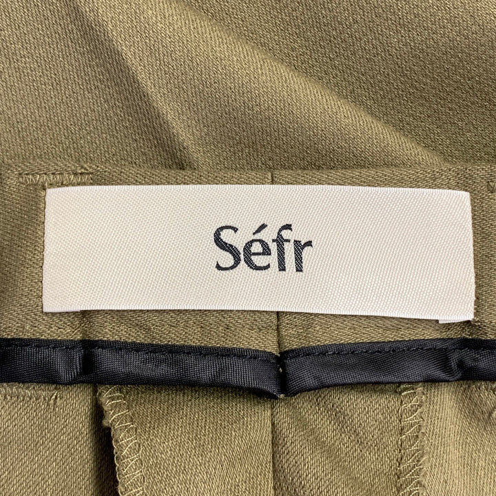 SEFR Size XXL Harvey Khaki Cotton Blend Flat Front Tapered Zip Fly Dress Pants