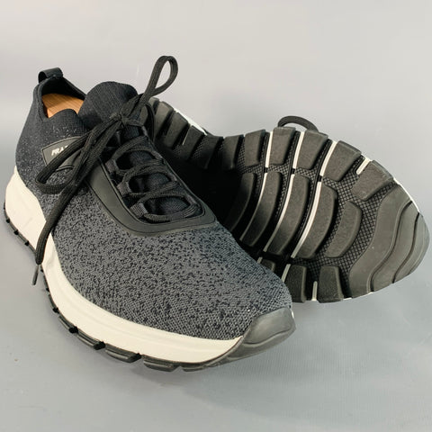 PRADA Size 11 Black Grey Ombre Nylon Stretch Sneakers