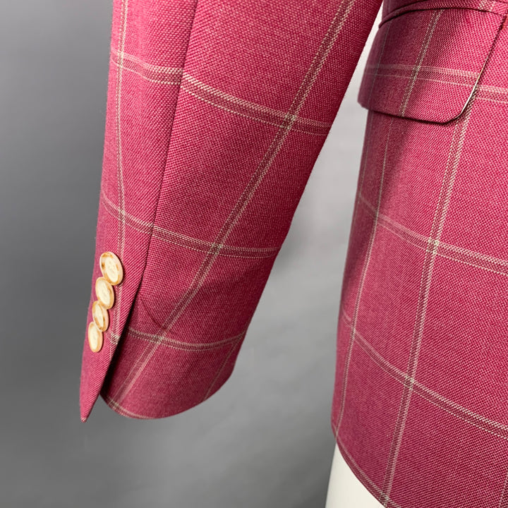 TALLIA Size 38 White Raspberry Window Pane Wool Blend Sport Coat