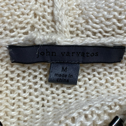 JOHN VARVATOS Size M Beige Knit Linen Hooded Cardigan