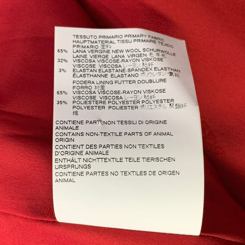 DSQUARED2 Size M Red Wool Blend Double Breasted Peak Lapel Coat