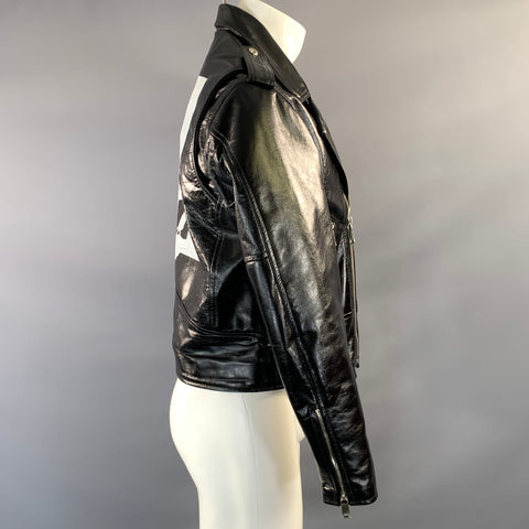 ENFANTS RICHES DEPRIMES ERD M Black Graphic Leather Biker Jacket