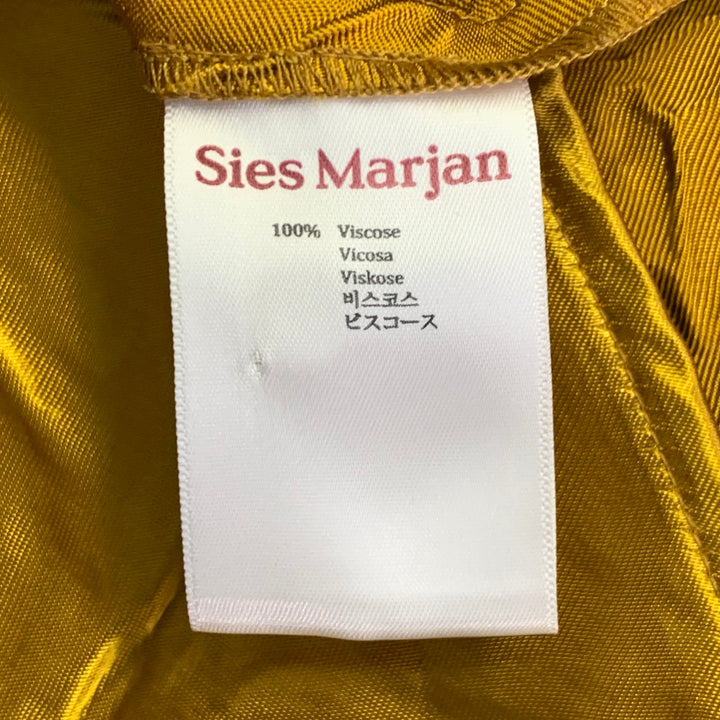 SIES MARJAN Size M Gold Viscose Wrinkled One Pocket Button Up Shirt