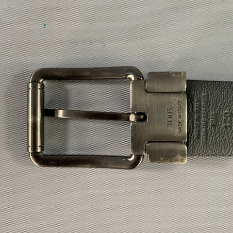 TOD'S Grey Black Suede Leather Belt