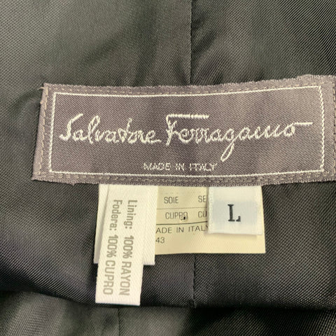 SALVATORE FERRAGAMO Size L Black Gold Print Silk Vest