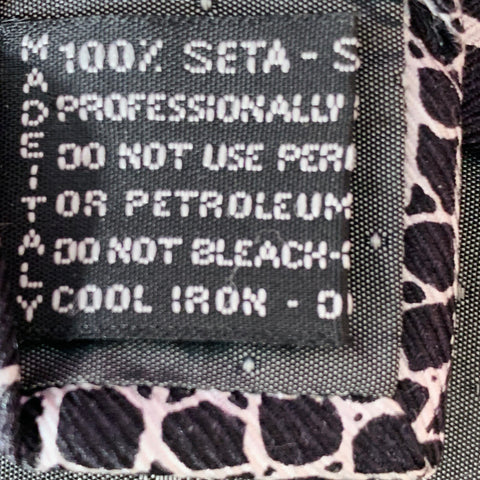 GIANNI VERSACE Black White Animal Print Silk Tie