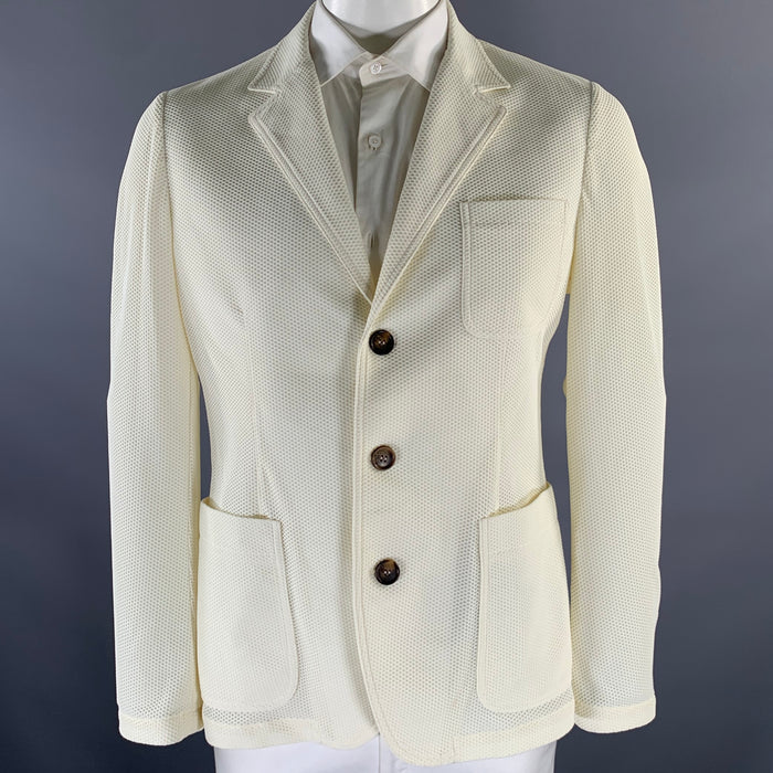 GIORGIO ARMANI Size 46 Beige Honeycomb Polyamide Elastane Sport Coat