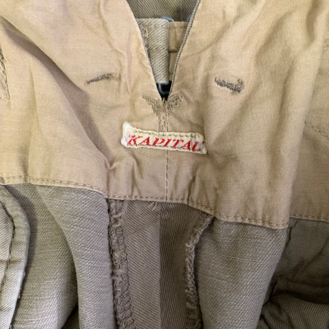 KAPITAL Size L Khaki Tan Solid Cotton Double knee Casual Pants
