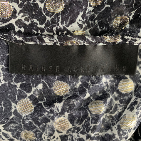 HAIDER ACKERMANN Black Silver & White Abstract Scarf