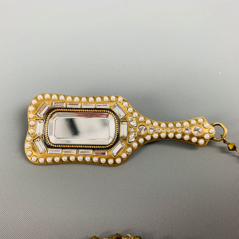 MARC JACOBS Gold Black Beaded Metallic Pearl Necklace