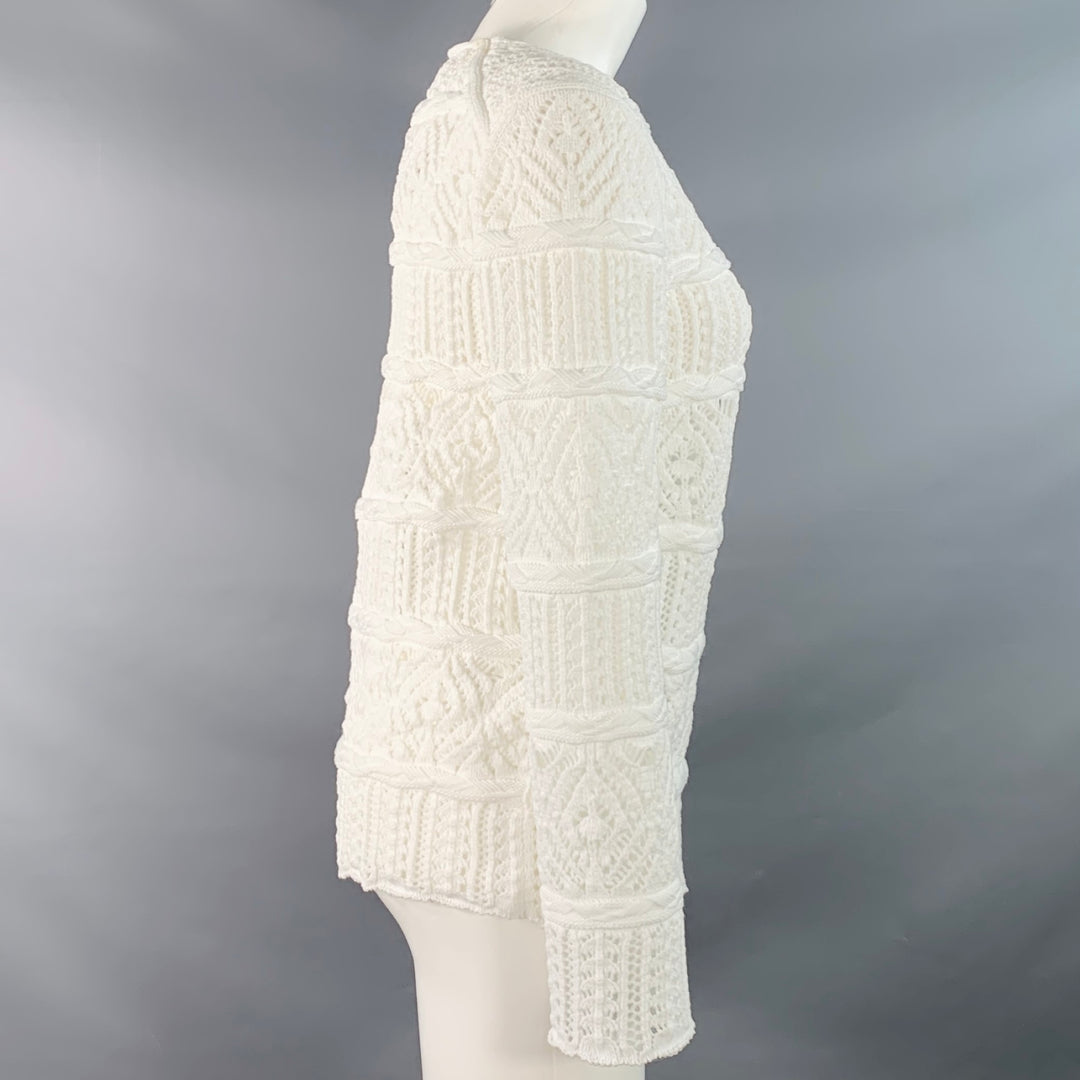 COMME des GARCONS 2022 Size S White Textured Knit Polyester Crew Neck Sweater