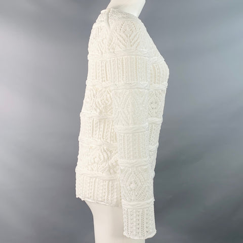 COMME des GARCONS 2022 Size S White Textured Knit Polyester Crew Neck Sweater