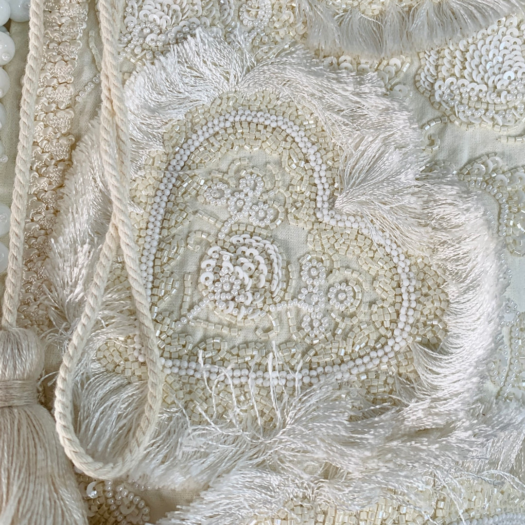 FIGUE Size S Cream Cotton Embellished Beaded Fringe Cap Sleeve Vest