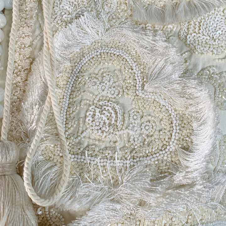 FIGUE Size S Cream Cotton Embellished Beaded Fringe Cap Sleeve Vest