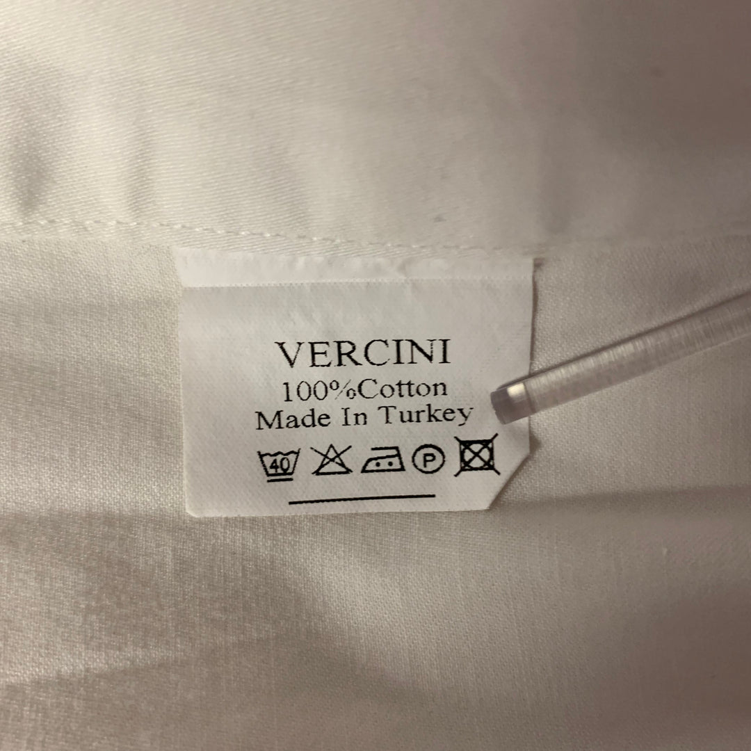 VERCINI Size XXXL White Cream Geometric Tuxedo Long Sleeve Shirt