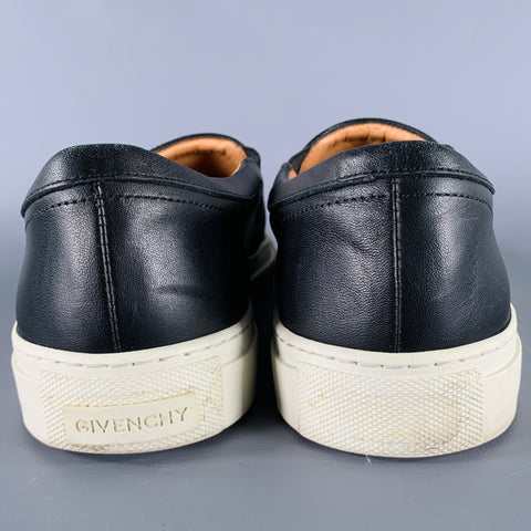 GIVENCHY Size 8 Black White Leather Slip On Sneakers