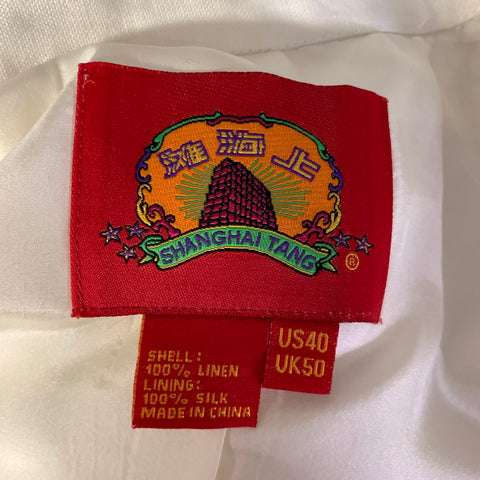 SHANGHAI TANG Size M White Linen Nehru Collar Jacket