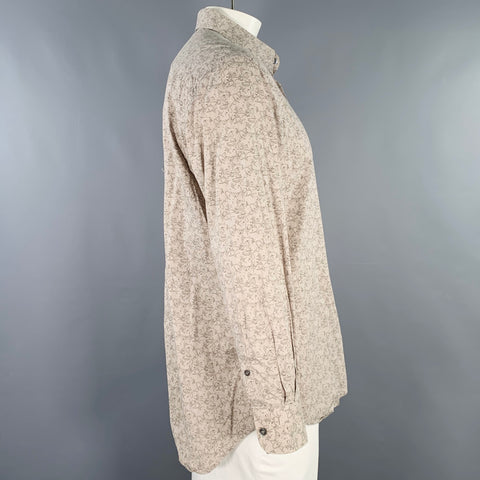Chemise PRADA Taille XL imprimé taupe noir en coton à col ouvert et manches longues