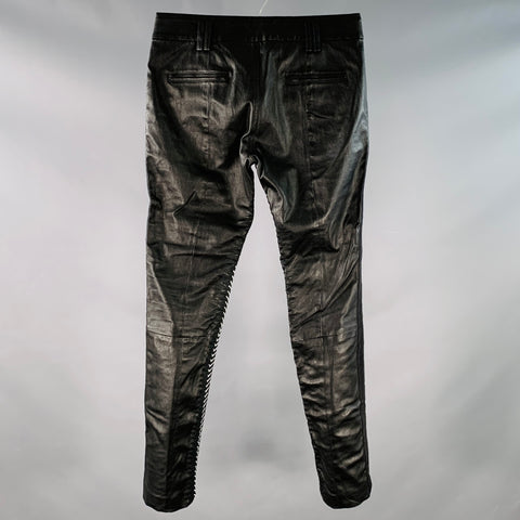 HAIDER ACKERMANN Size 28 Black White Gold Jacquard Polyester Blend Skinny Dress Pants