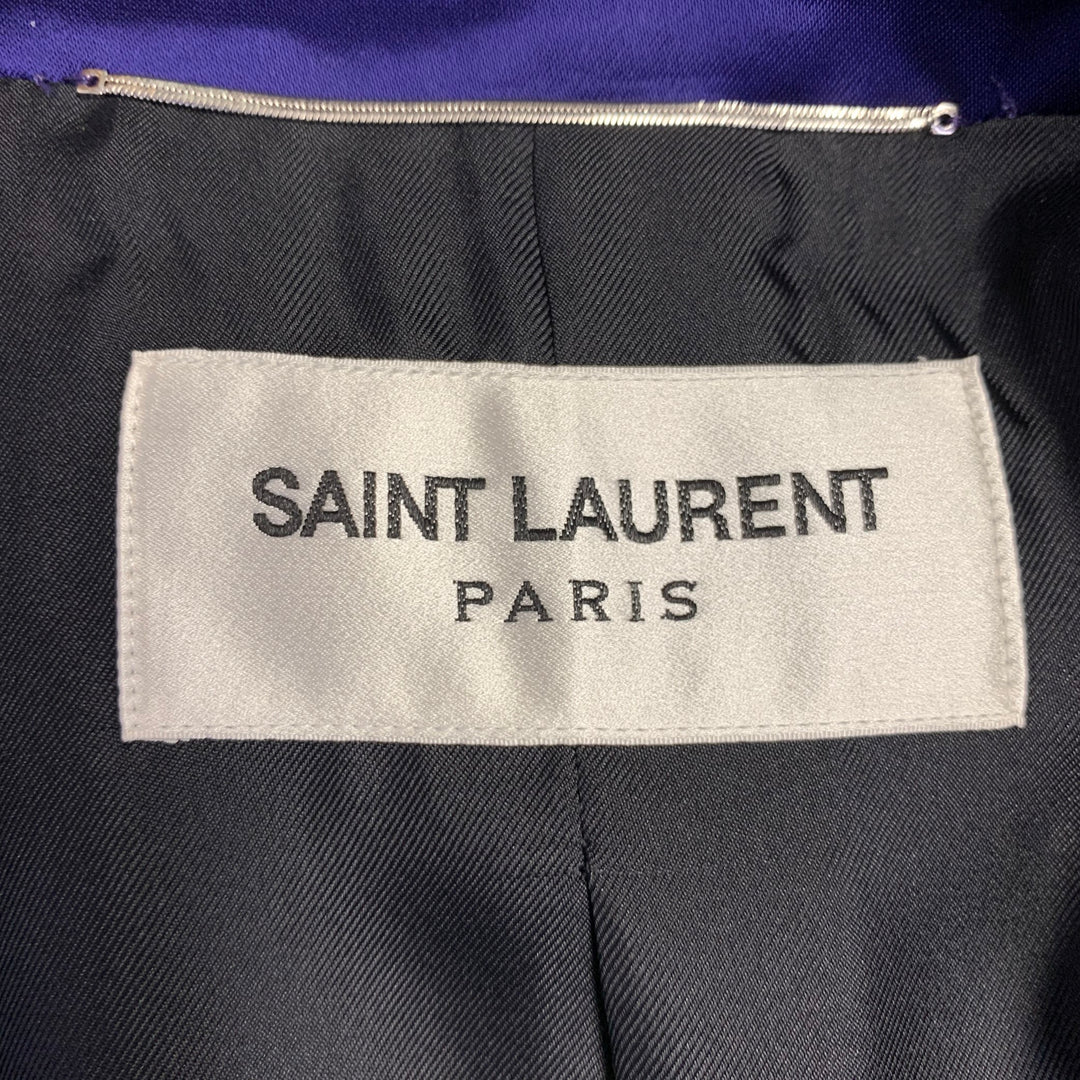 SAINT LAURENT FW22  Size 38 Purple Viscose Satin Peak Lapel Trench Coat