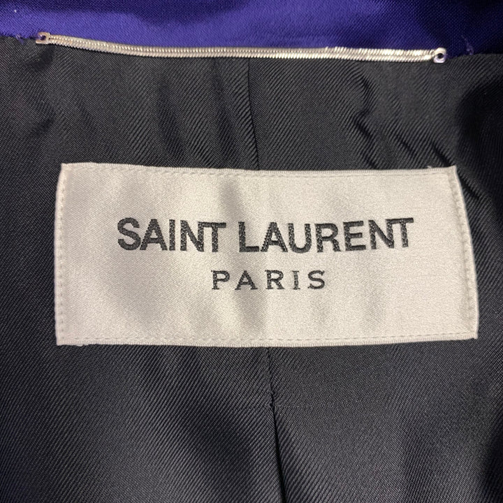 SAINT LAURENT FW22  Size 38 Purple Viscose Satin Peak Lapel Trench Coat