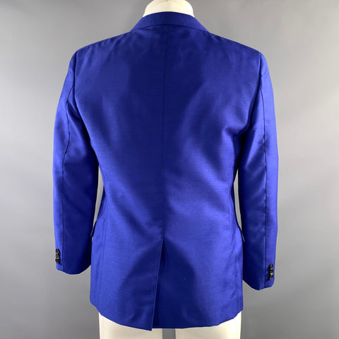 JIL SANDER Chest Size 42 Blue Cobalt Wool & Mohair Notch Lapel Sport Coat