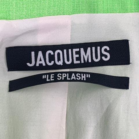 JACQUEMUS Taille S Veste blazer croisée en viscose et soie vert néon blanc Le Splash