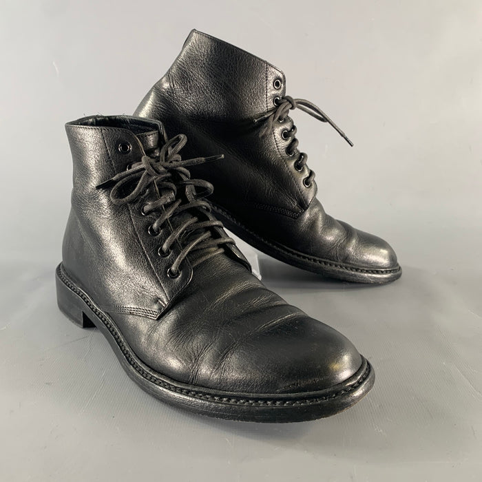 SAINT LAURENT Size 7.5 Black Leather Lace Up Boots