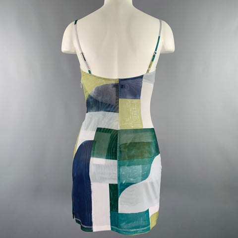 MIAOU Size S -Anya- Green Grey Polyester Blend Color Block Spaghetti Straps Dress