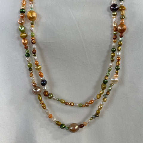 NO BRAND Orange Green Pearl Necklace