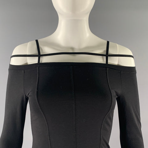 JACQUEMUS Size 00 Black Cotton / Elastane Off-Shoulder Casual Top