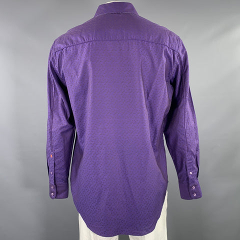 ROBERT GRAHAM Size L Purple Brown Abstract Cotton Long Sleeve Shirt