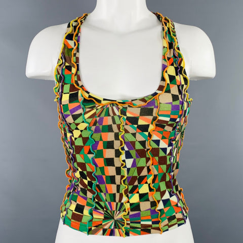 SIEDRES Size S Multi Color Viscose Blend Geometric Tank Casual Top