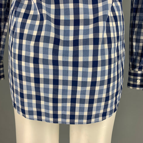 HUGO BOSS Size M Blue White Plaid Cotton Long Sleeve Shirt