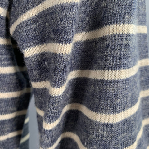 J.CREW Size L Grey Cream Stripe Wool Alpaca Crew Neck Pullover