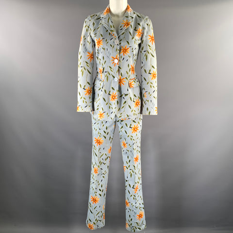 MOSCHINO Size 6 Orange Light Blue Floral Outfits & Sets