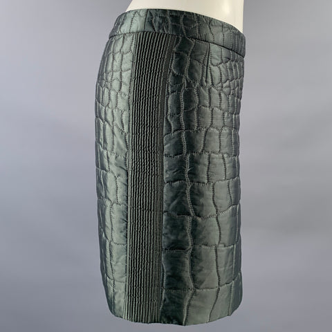 PRADA Size M Grey Polyester Crocodile Mini Skirt