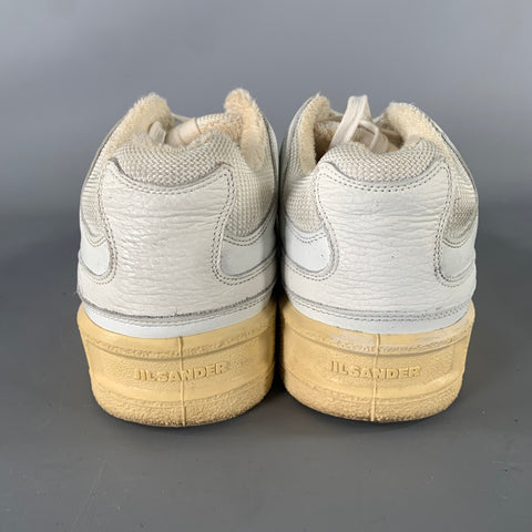 JIL SANDER Size 8 White Leather Lace Up Sneakers
