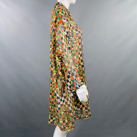 SIEDRES Size XS Multi Color Polyester Geometric Open Front Cardigan