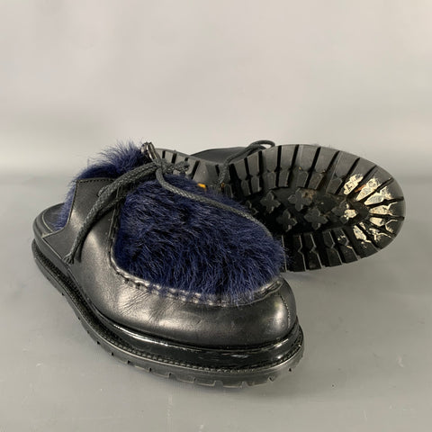 SACAI Size 8 Black Navy Leather Mules Loafers