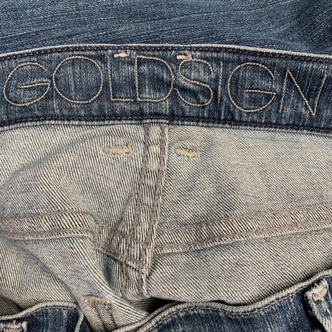 GOLDSIGN Size 27 Blue Cotton Blend Distressed Jeans