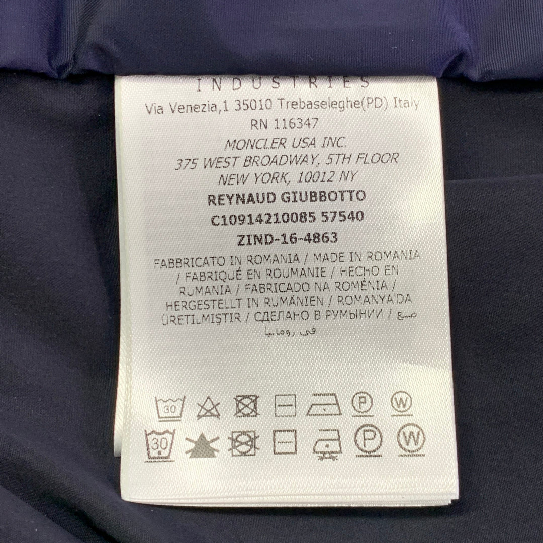 MONCLER 2016 Size M Reynaud Black Navy Polyamide Zip Snaps Coat