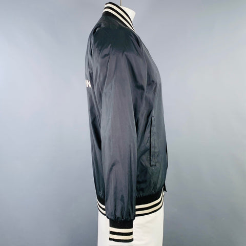 COMME des GARCONS Size L Black White Stripe Nylon Varsity Jacket