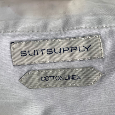 SUITSUPPLY Size 30 White Cotton Linen Drawstring Casual Pants